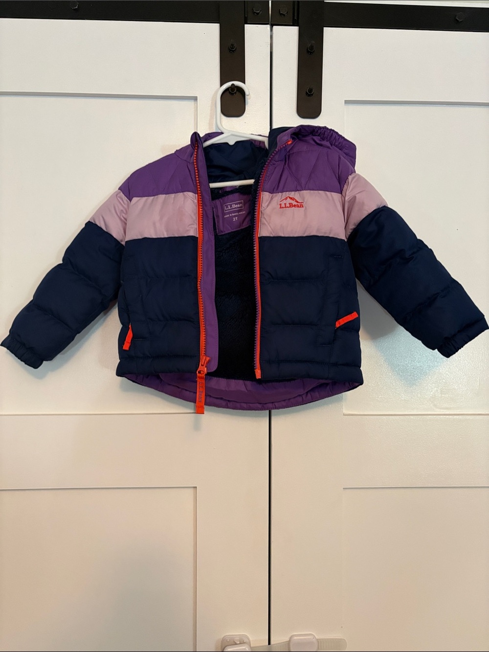 L.L.Bean Navy, Purple & Light Pink Kids' Colorblock Puffer Jacket